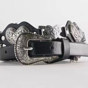 Torrid Black Belt with Ornate Silver Buckle